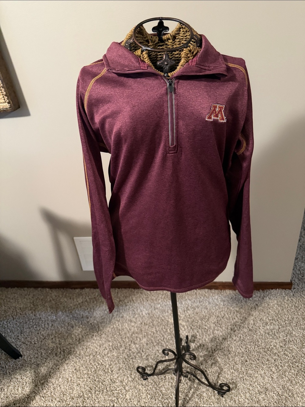 Knights Apparel Maroon Half-Zip Pullover with Gold Stitching